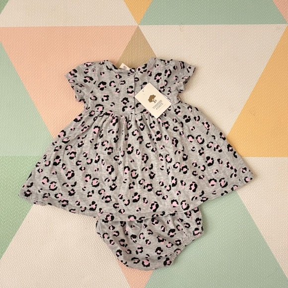 NWT Tucker & Tate 2 Piece Heather Grey and Pink Leopard Dress and Bloomers 3 mo - Picture 7 of 13